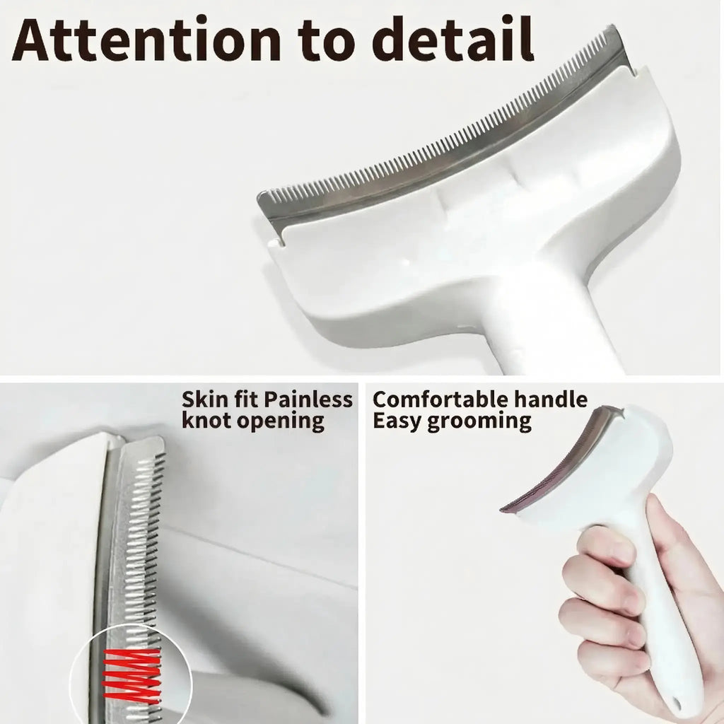 Professional Pet Deshedding Brush, Compact Undercoat Rake with Dense Teeth Structure for Long Hair Dogs & Cats, Fast Deshedding Reduction, Dematting & Clean Fur Grooming Tool, Long Hair Removal