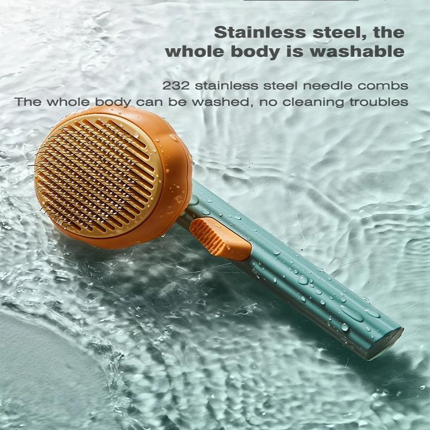 Pumpkin Cat Brush Comb for Pet Grooming Removes Loose Underlayers Tangled Hair Remover Brush Pet Hair Shedding Self Cleaning