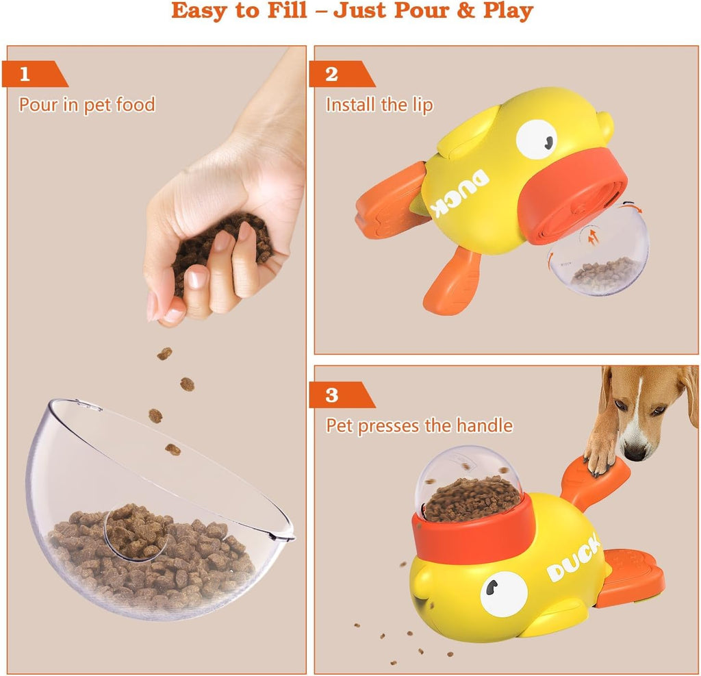 Duck Dog Treat Dispenser Toy, Interactive Slow Feeder Puzzle Toy | Duck Design with Interactive Treat Dispensing, Slow Feeding, and Puzzle Play to Provide Mental Stimulation and Reduce Boredom
