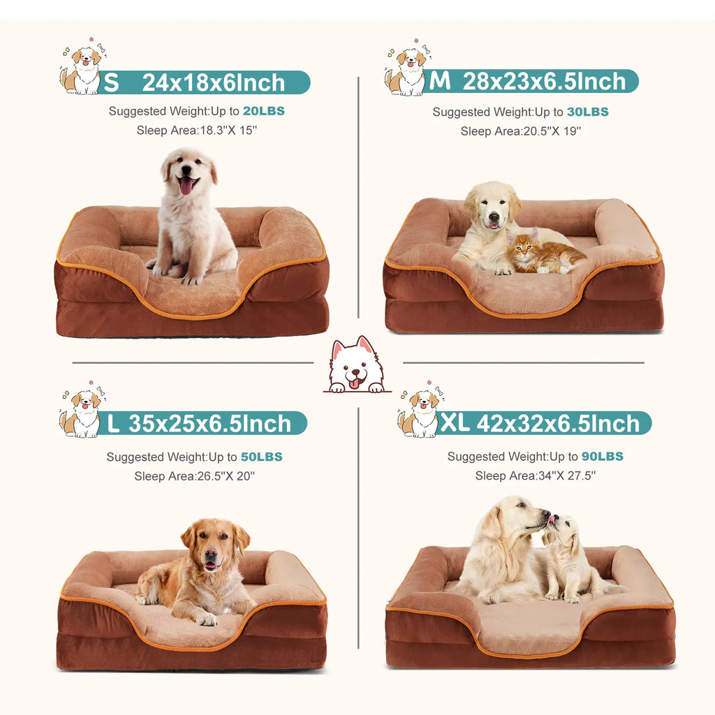 Orthopedic Memory Foam Dog Bed for Large Breeds - Cushioning, Firm Joint Relief Support, Washable Removable Cover, Non-Slip Base, Waterproof Pet Sofa Couch