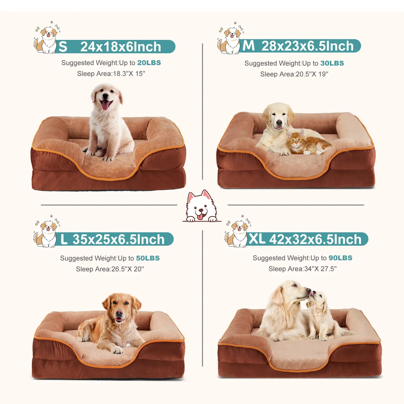 Orthopedic Memory Foam Dog Bed for Large Breeds - Cushioning, Firm Joint Relief Support, Washable Removable Cover, Non-Slip Base, Waterproof Pet Sofa Couch