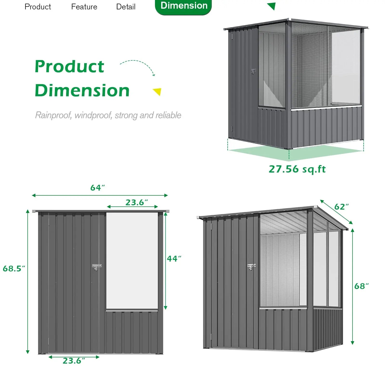 YODOLLA 5 X 5 FT Outdoor Large Bird Cage, Parrot Cage with Lockable Doors and Ventilated Mesh, Walk-In Aviary Cage for Macaws Canaries Parrots Budgie and Lovebirds