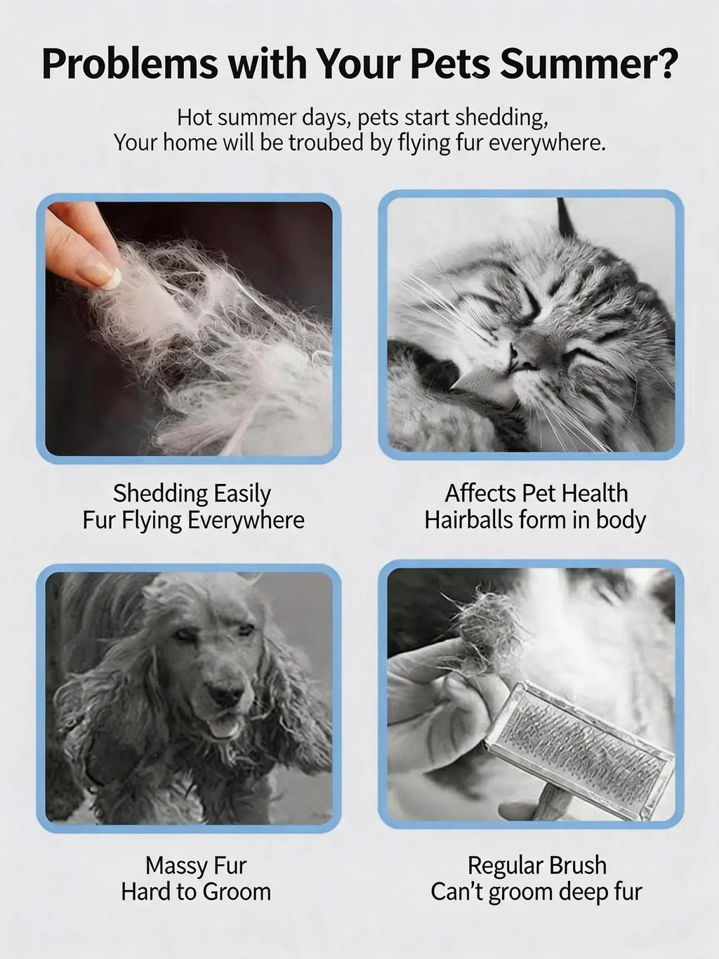 Professional Pet Deshedding Brush, Compact Undercoat Rake with Dense Teeth Structure for Long Hair Dogs & Cats, Fast Deshedding Reduction, Dematting & Clean Fur Grooming Tool, Long Hair Removal