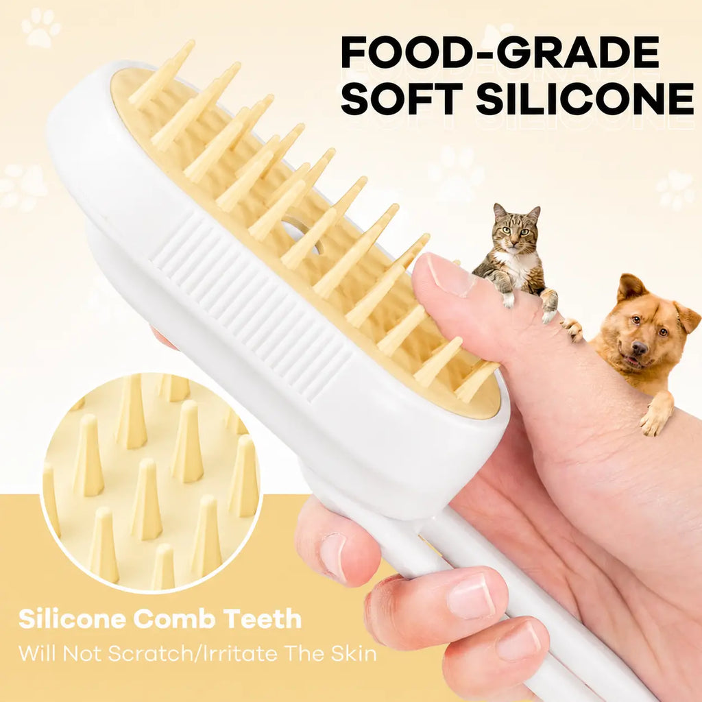 Cat Steam Brush for Shedding, 4 in 1 Brushs with Foldable Handle, Steam Brushs for Cats, Spritz Defur Comb for Cats, Water Brush for Cat, Pet Spray Hair Removal Comb