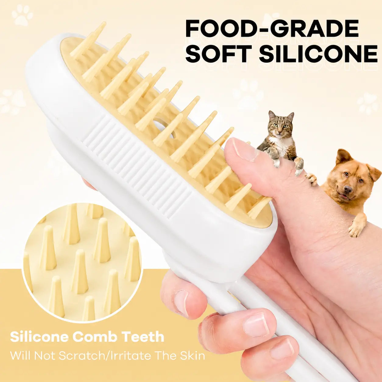 Cat Steam Brush for Shedding, 4 in 1 Brushs with Foldable Handle, Steam Brushs for Cats, Spritz Defur Comb for Cats, Water Brush for Cat, Pet Spray Hair Removal Comb