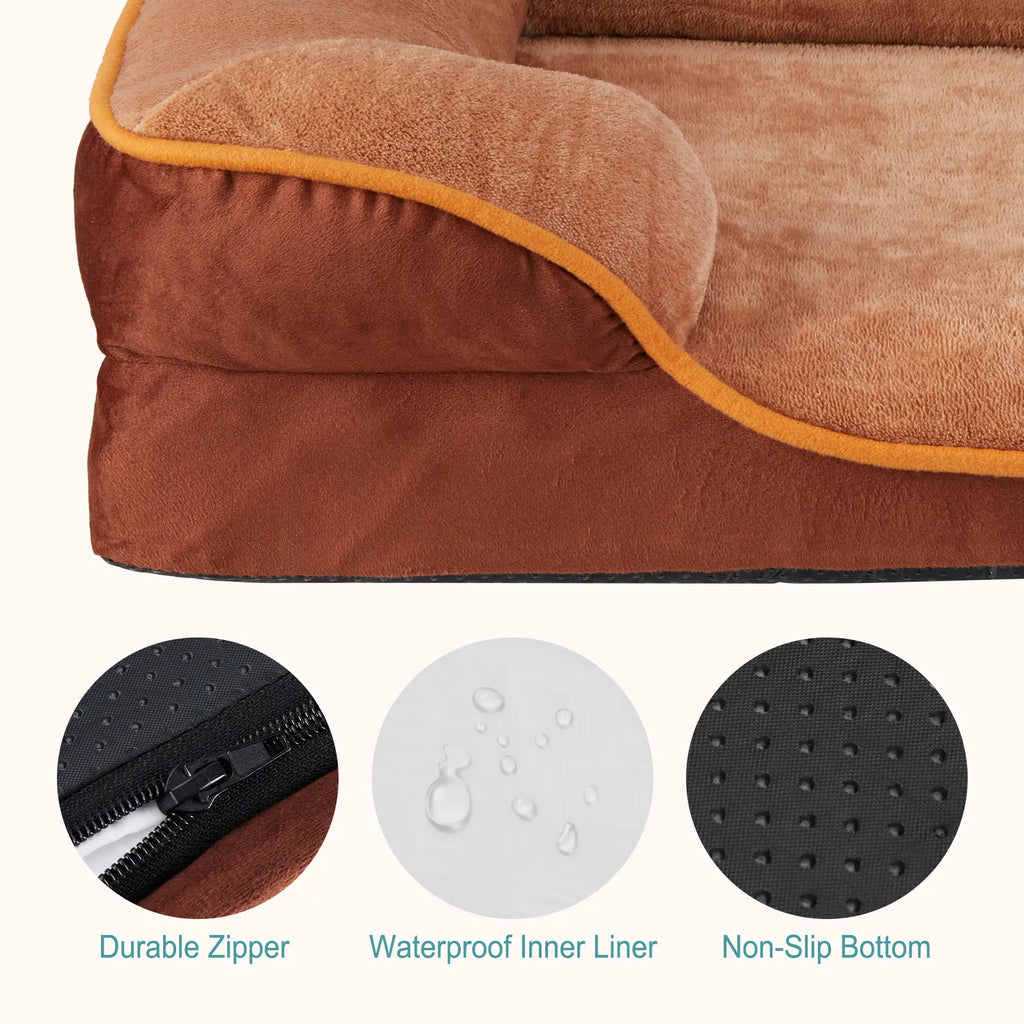 Orthopedic Memory Foam Dog Bed for Large Breeds - Cushioning, Firm Joint Relief Support, Washable Removable Cover, Non-Slip Base, Waterproof Pet Sofa Couch