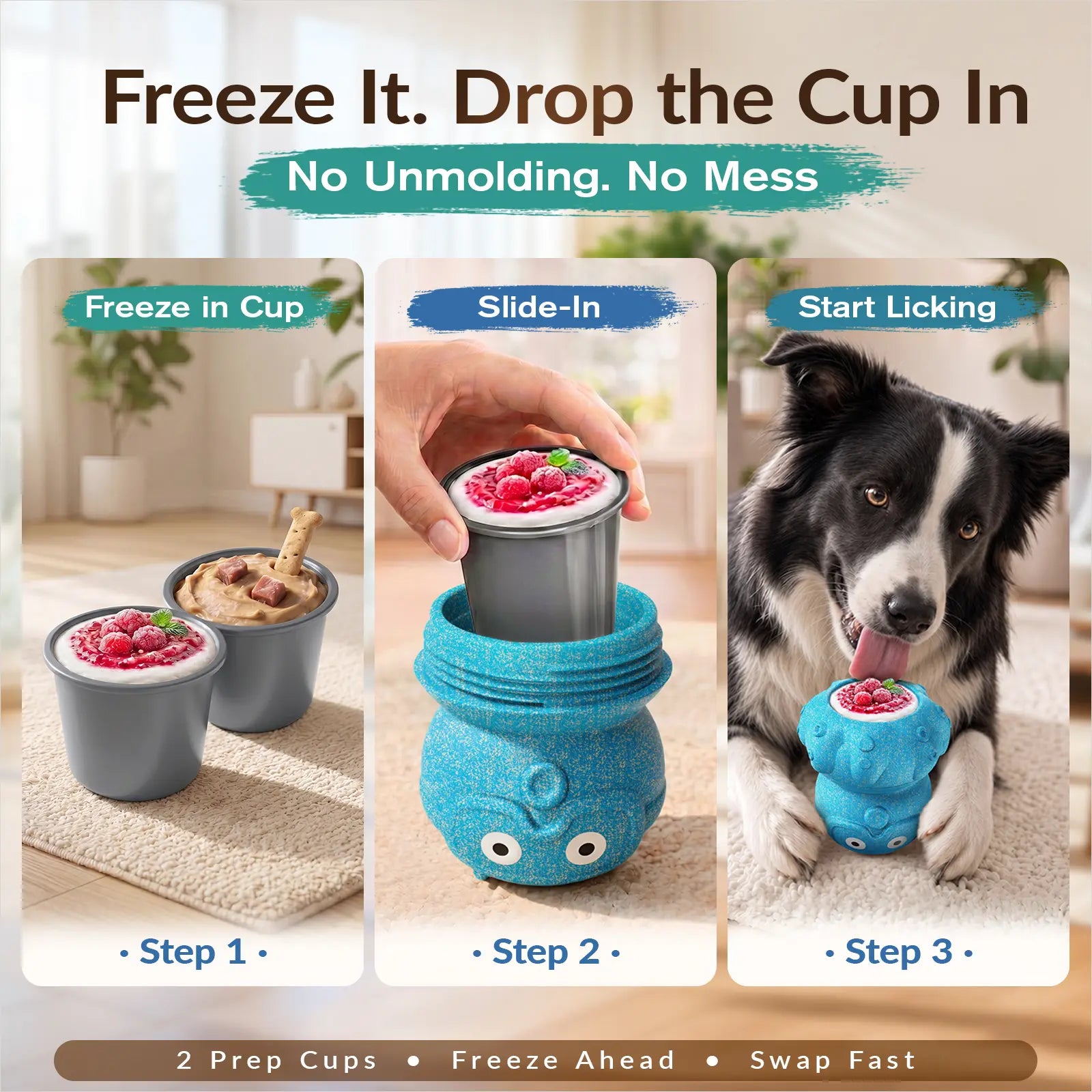 KADTC L, 3 in 1, Frozen Treat Dog Toy, Kibble Dispenser & Chew & Lick Toy