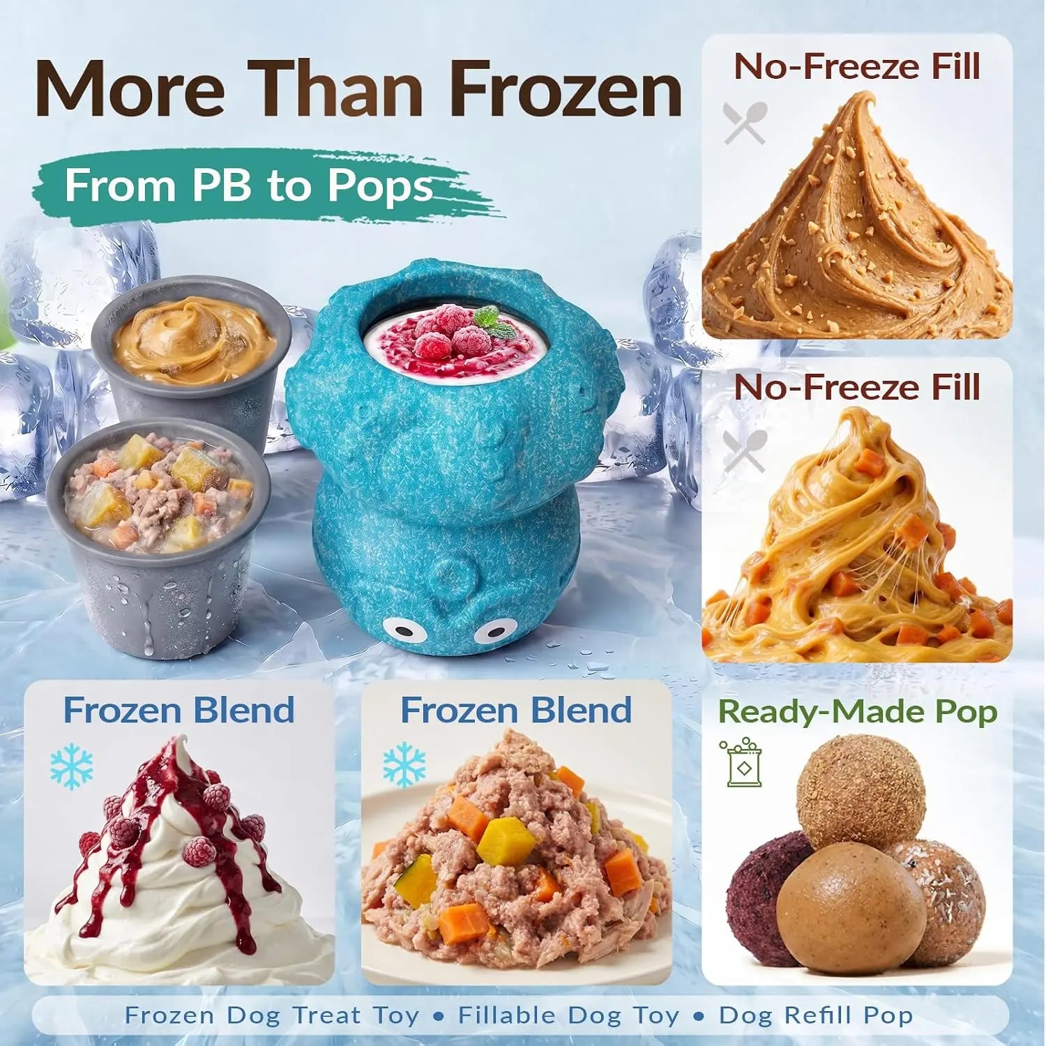 KADTC L, 3 in 1, Frozen Treat Dog Toy, Kibble Dispenser & Chew & Lick Toy
