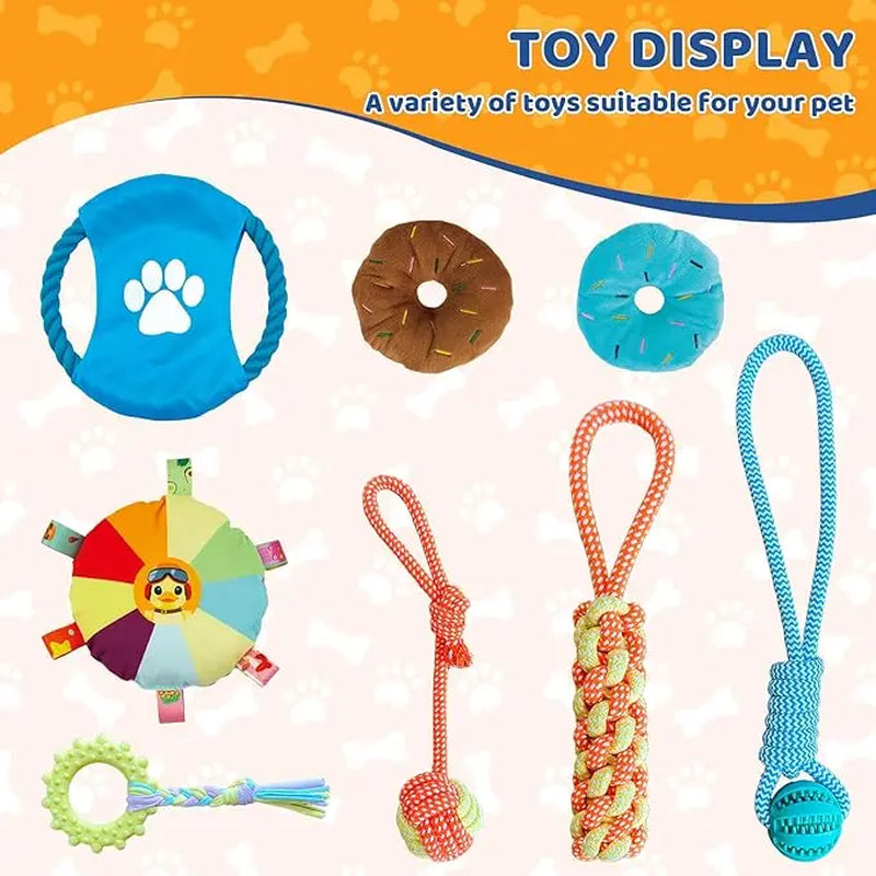 Indoor Puppy Play Set with PVC Frame, Stretchy with PVC Frame, Stretch…Velcro Rope, Foraging Snuffle Mat & 8 Toy Variety - Bite-Resistant Training Aid, Interactive Indoor Enrichment for Small Dogs , Puppy Training Tools