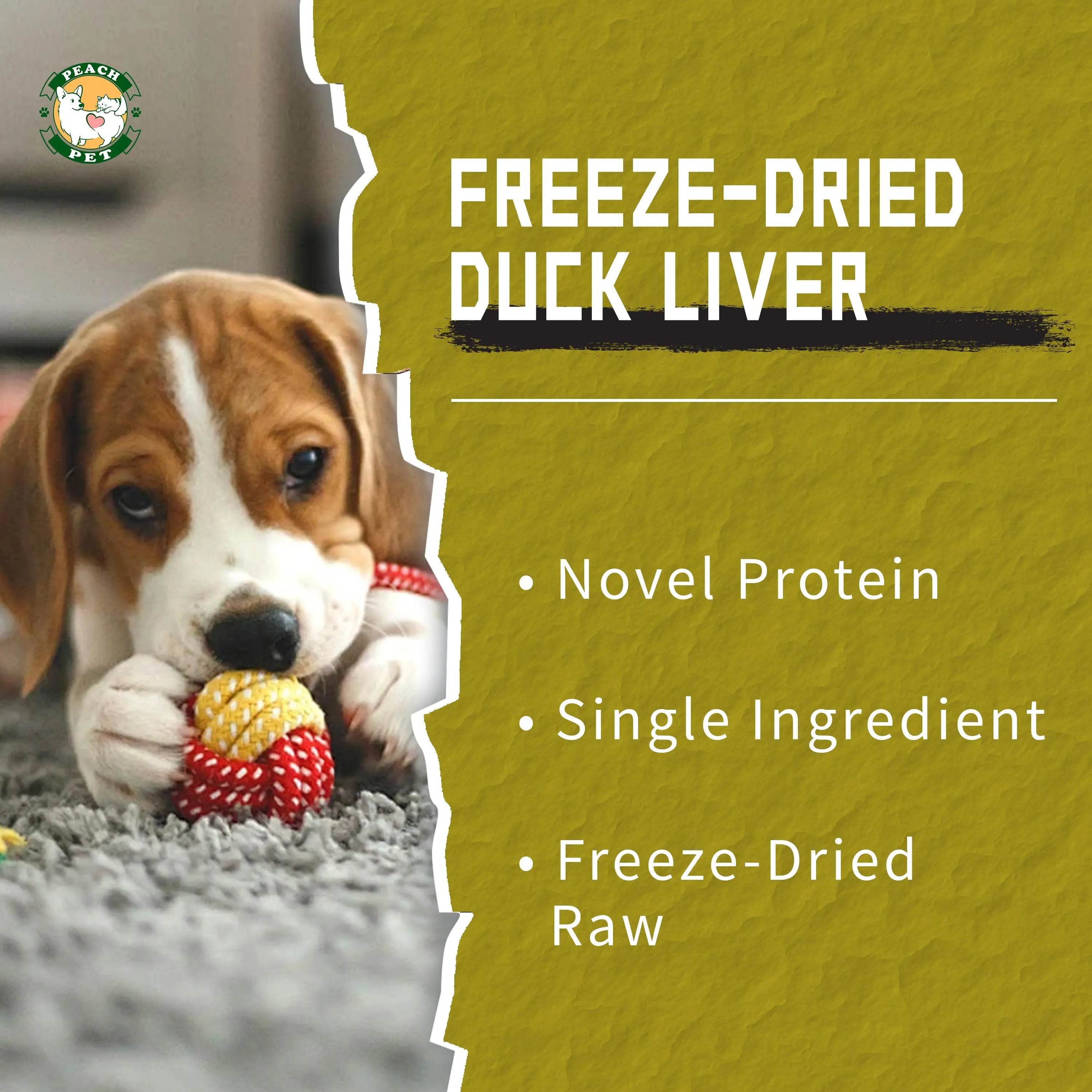 Peach Pet Freeze Dried Duck Liver Dog & Cat Treats, 3.5Oz High-Protein Organ Protein Snacks with No Additives for Pets Backtoschool