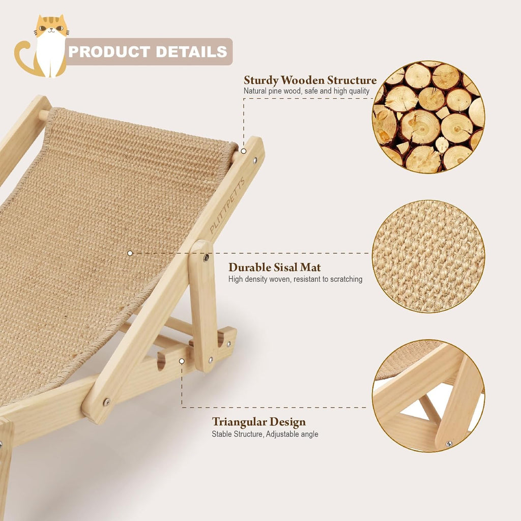 Sisal Cat Scratcher, Adjustable 4-Position Cats Scratcher Lounge | 2-In-1 Cat Chair for Indoor Cats, Cat Hammock for Scratching Pad,Natural Sisal Scratch Post,Space-Saving Lounger Chair Design