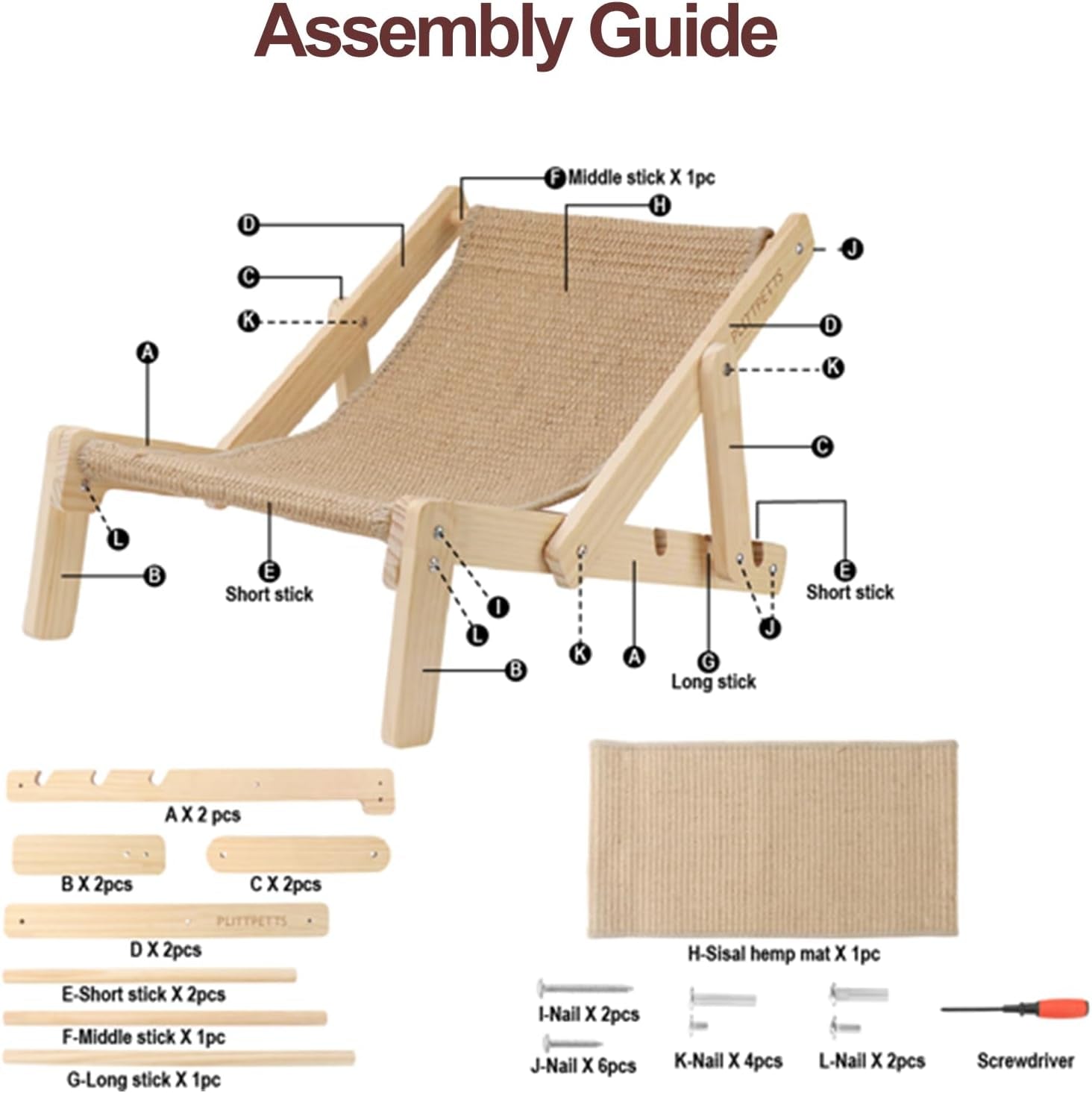 Sisal Cat Scratcher, Adjustable 4-Position Cats Scratcher Lounge | 2-In-1 Cat Chair for Indoor Cats, Cat Hammock for Scratching Pad,Natural Sisal Scratch Post,Space-Saving Lounger Chair Design