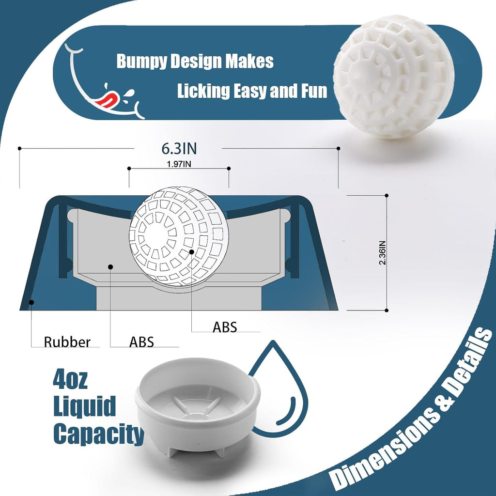 Lick and Roll Bowl for Dogs – No-Mess Slow Feeder for Bone Broth, Yogurt & Supplements | Lick and Roll Bowl with Anti-Spill Rolling Ball | for Senior Dogs, New Puppies & Post-Op Nutrition