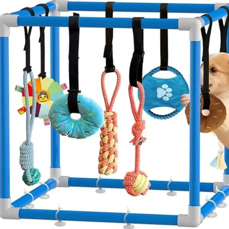 Indoor Puppy Play Set with PVC Frame, Stretchy with PVC Frame, Stretch…Velcro Rope, Foraging Snuffle Mat & 8 Toy Variety - Bite-Resistant Training Aid, Interactive Indoor Enrichment for Small Dogs , Puppy Training Tools