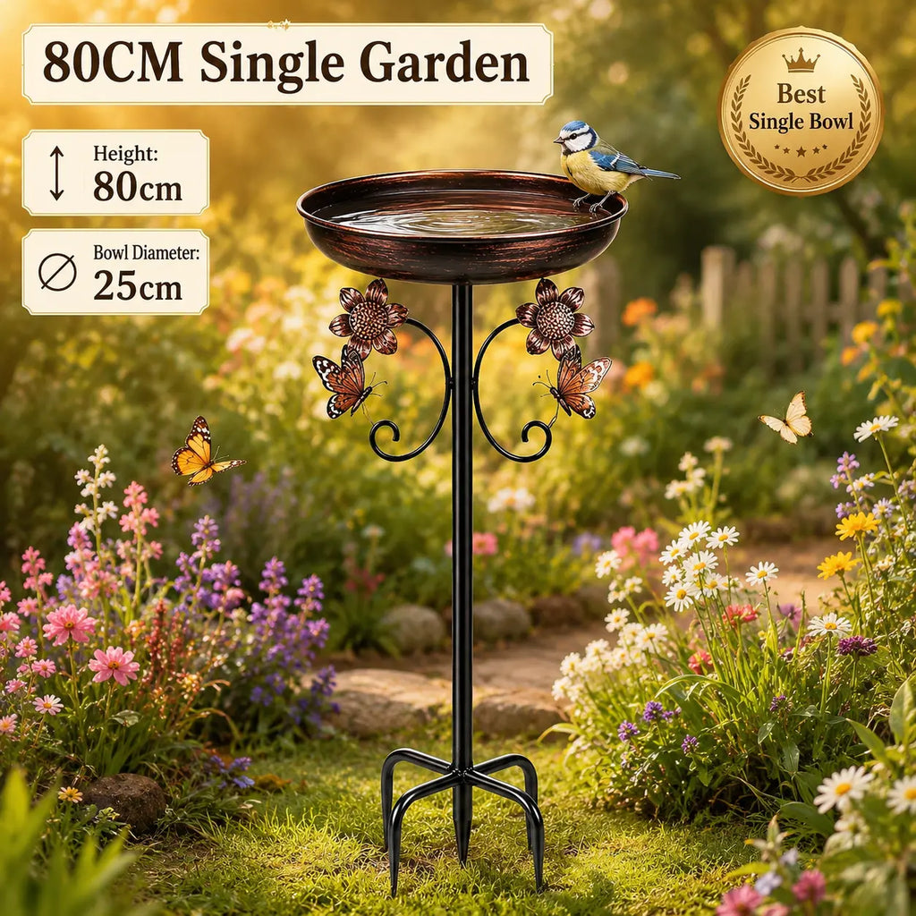 119Cm Metal Bird Bath Feeder for Outdoors, 2-Tier Bird Bath and Feeder Stand, Garden Yard Decor for Wild Birds