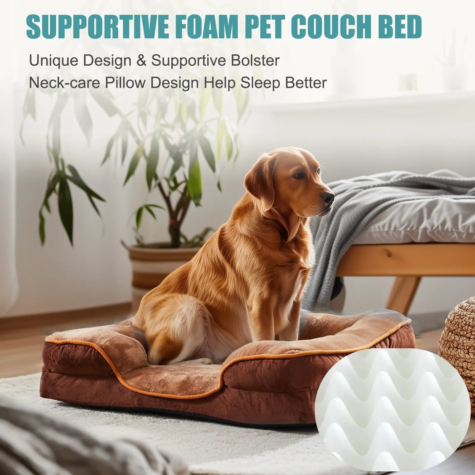 Orthopedic Memory Foam Dog Bed for Large Breeds - Cushioning, Firm Joint Relief Support, Washable Removable Cover, Non-Slip Base, Waterproof Pet Sofa Couch