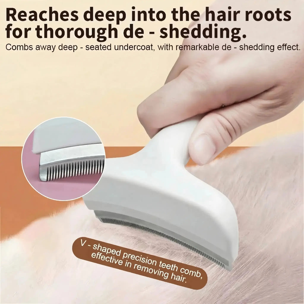 Professional Pet Deshedding Brush, Compact Undercoat Rake with Dense Teeth Structure for Long Hair Dogs & Cats, Fast Deshedding Reduction, Dematting & Clean Fur Grooming Tool, Long Hair Removal