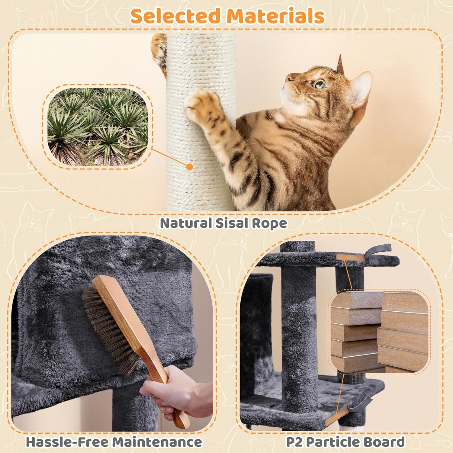 Yaheetech 54In Cat Tree Tower for Large Cats, Multi-Level Condo & Hammock | Sisal Scratching Posts, Roomy Condo Holds up to 22 Lb, a Wide 21-Inch Top Perch Fit Large Cats, Dark Gray