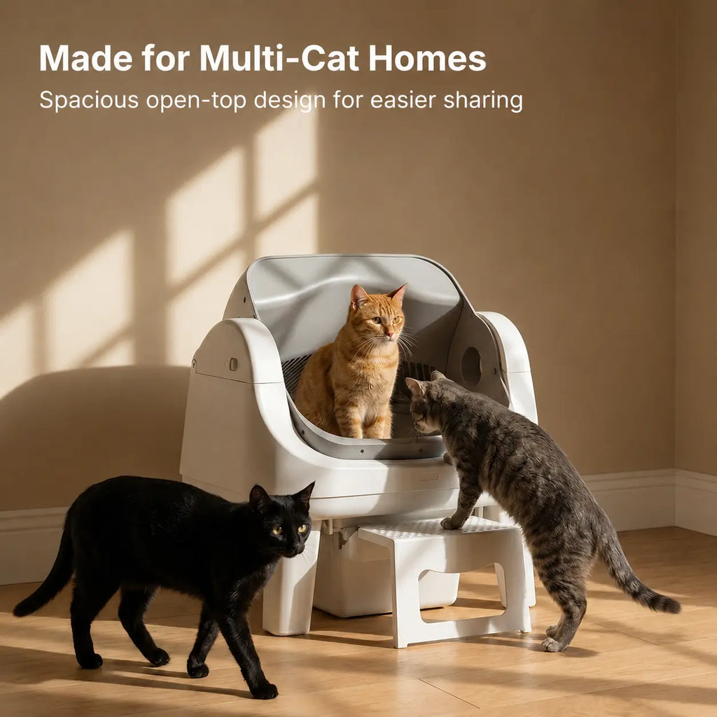 Petpivot Autoscooper 12 Lite Open-Top Automatic Self-Cleaning Cat Litter Box, Easy-Entry Front Step, Triple Safety Protection, No App Required