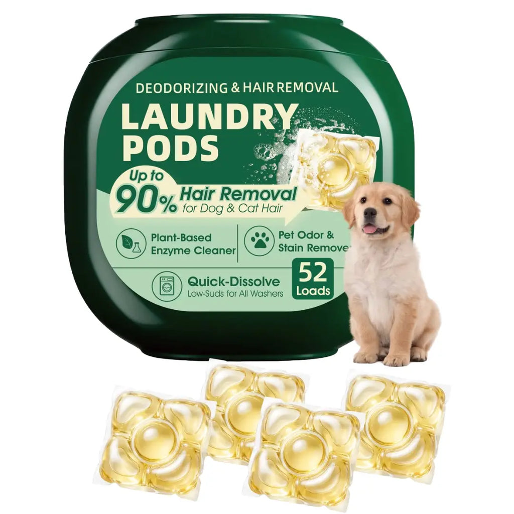 Seedshub Pet Hair Remover & Odor Eliminator Laundry Pods (52 Loads) – Plant-Based Dog & Cat Fur Dissolver Detergent for Bedding, Blankets & Clothes, Free & Clear, Ebony Rose Scent