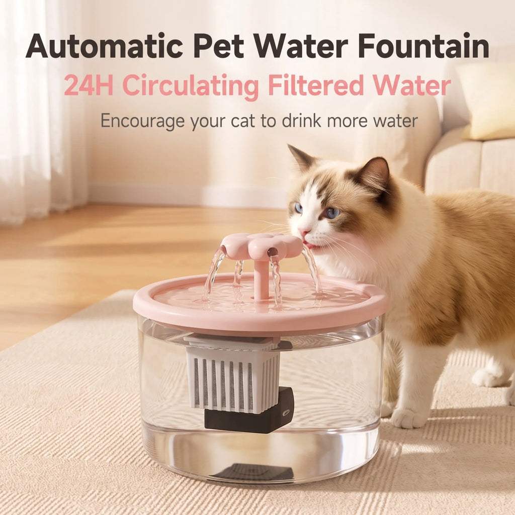 Cat Fountain Water Dispenser, Transparent Design, Quiet Operation, USB Powered, Recirculating Filter, Indoor Cat Drinking Accessory