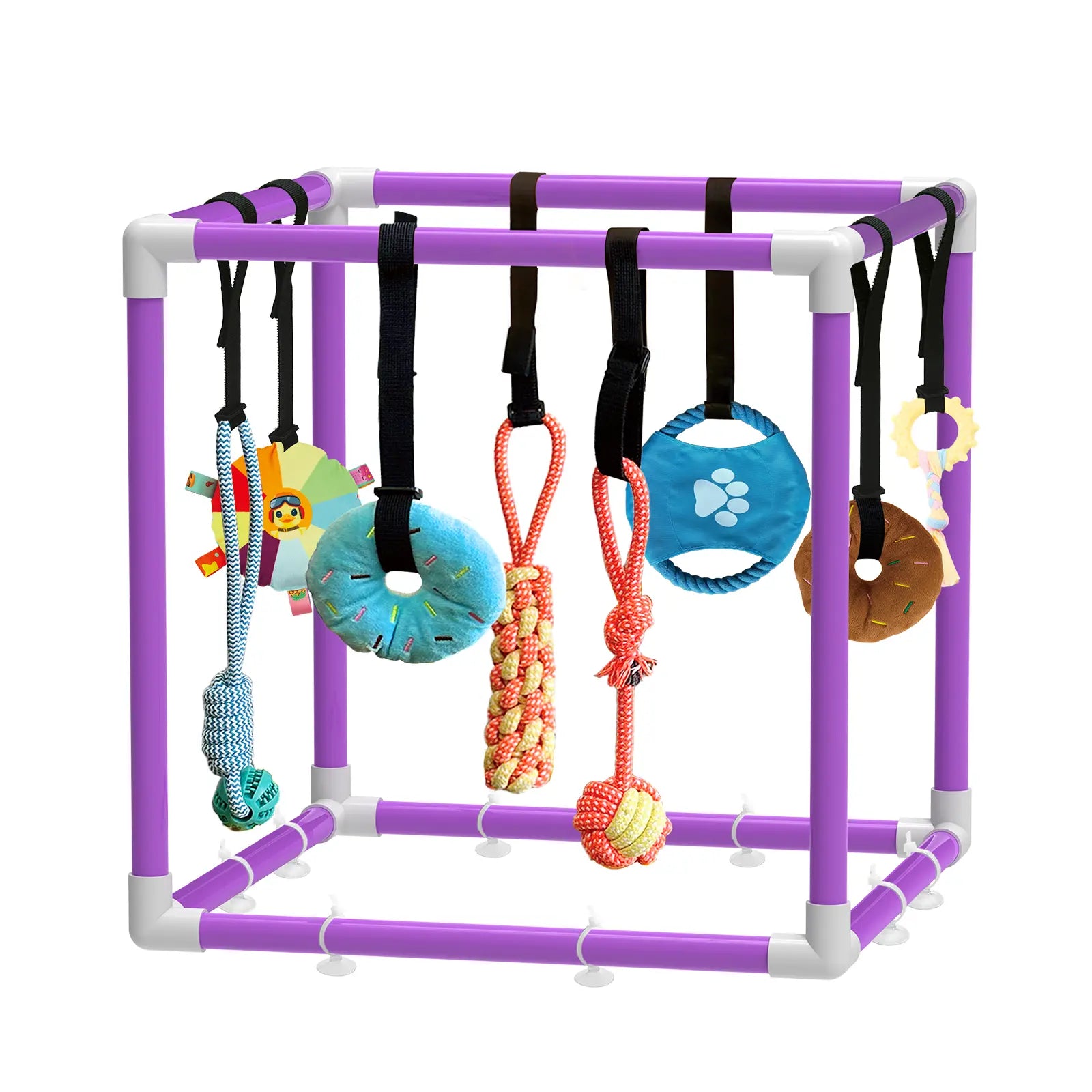 Indoor Puppy Play Set with PVC Frame, Stretchy with PVC Frame, Stretch…Velcro Rope, Foraging Snuffle Mat & 8 Toy Variety - Bite-Resistant Training Aid, Interactive Indoor Enrichment for Small Dogs , Puppy Training Tools