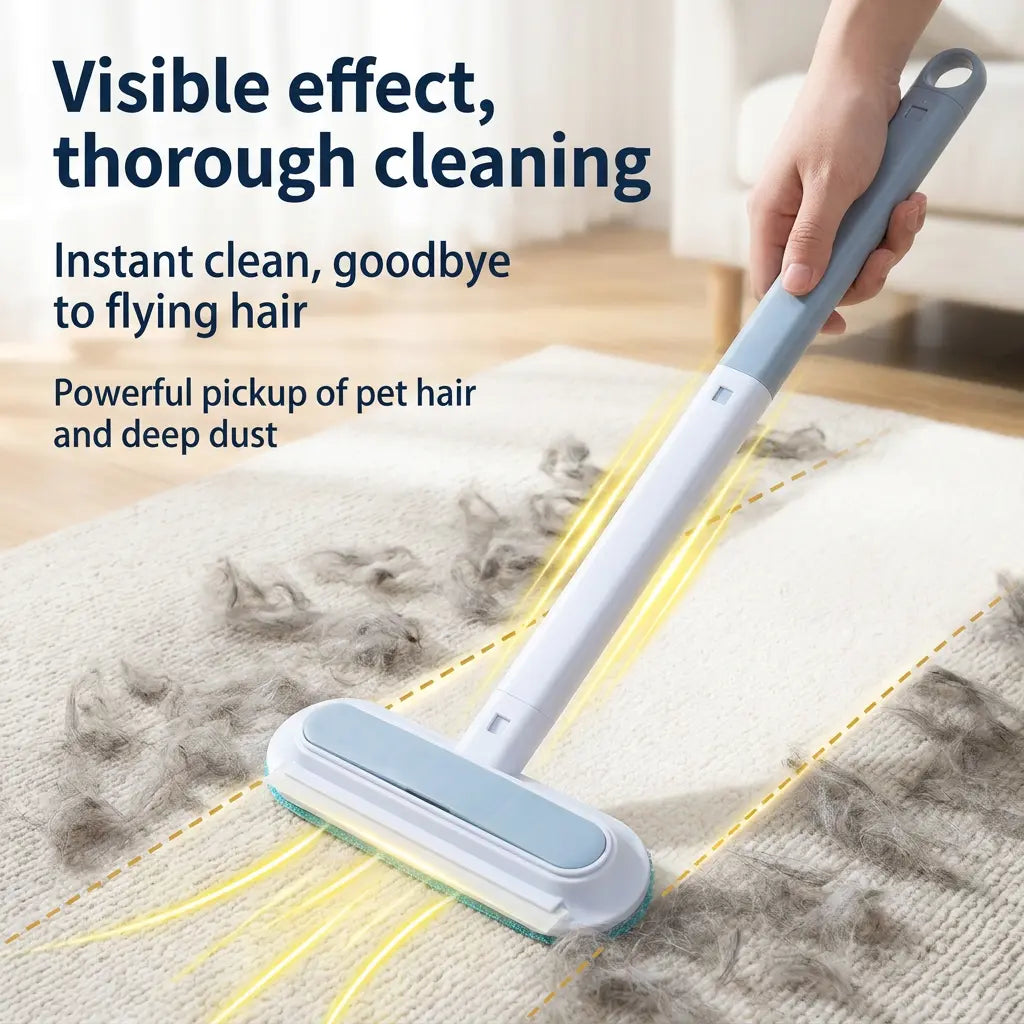 Pet Hair Remover Roller Brush with Long Handle, Effective Dog & Cat Fur Removal Tool for Furniture, Carpets – Convenient, Effortless Cleaning for Quick Cleanup