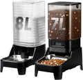 【Marchul】Automatic Pet Feeder & Water Dispenser Combo, 7L Timed Food Dispenser + 8L Gravity Waterer with Stainless Steel Bowls, Raised Anti-Strain Base, up to 6 Programmable Meals, Battery & Plug-In Dual Power for Cats & Small Dogs