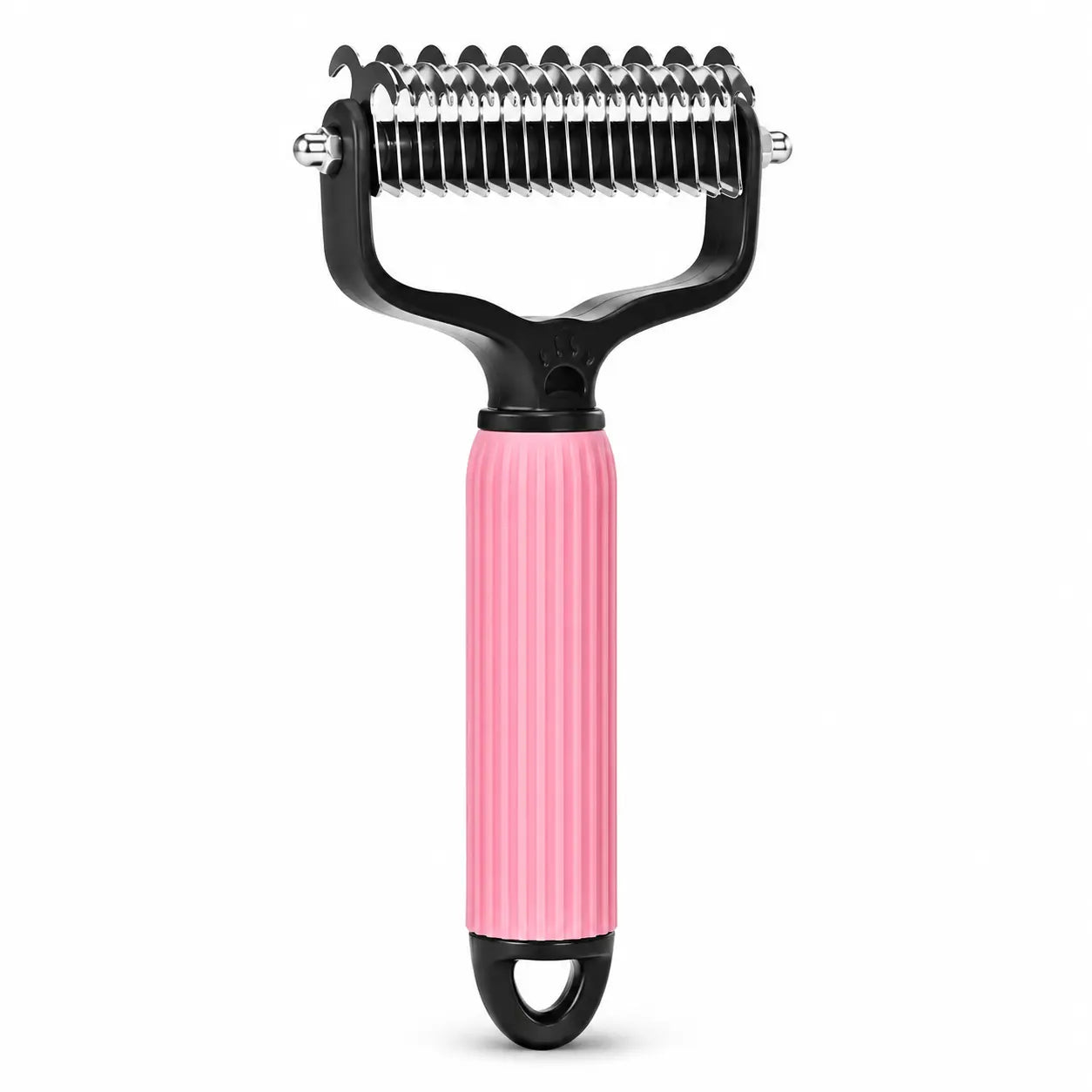 Dual-Sides Stainless Steel Dematting Slicker Comb for Cats & Dogs, Undercoat Rake Grooming Tool for Thick/Long Hair, Dematt & Remove Tangles Knots Loose Fur, Reduces Shedding