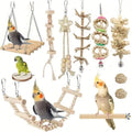 Random Bird Parrot Swing Toy, 5 Counts/Set, Chewing, Standing and Hanging Perch, Hammock and Climbing Ladder, Bird Cage Toys for Budgerigar, Parakeet, Finches and Other Small to Medium Birds, Bird Perches for Cage