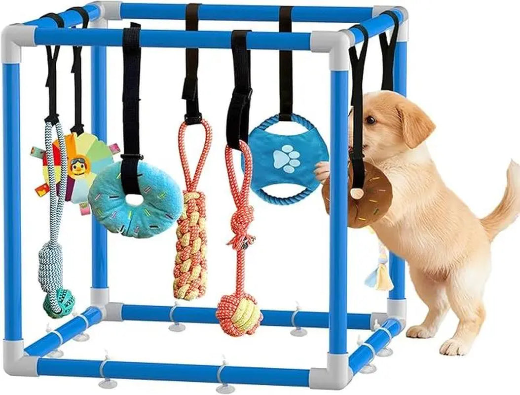 Indoor Puppy Play Set with PVC Frame, Stretchy with PVC Frame, Stretch…Velcro Rope, Foraging Snuffle Mat & 8 Toy Variety - Bite-Resistant Training Aid, Interactive Indoor Enrichment for Small Dogs , Puppy Training Tools