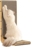 Cat Scratcher, 26.8 Inch L Shaped Cat Scratch Pad for Indoor Cats | Vertical Cat Scratching Board with Ball Cat Toy, Cardboard Cat Scratcher for Wall Sofa Couch, Kitten Scratching Post, Large
