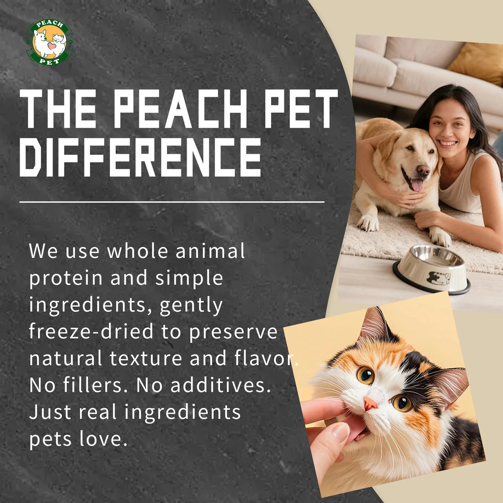 Peach Pet Freeze Dried Duck Liver Dog & Cat Treats, 3.5Oz High-Protein Organ Protein Snacks with No Additives for Pets Backtoschool