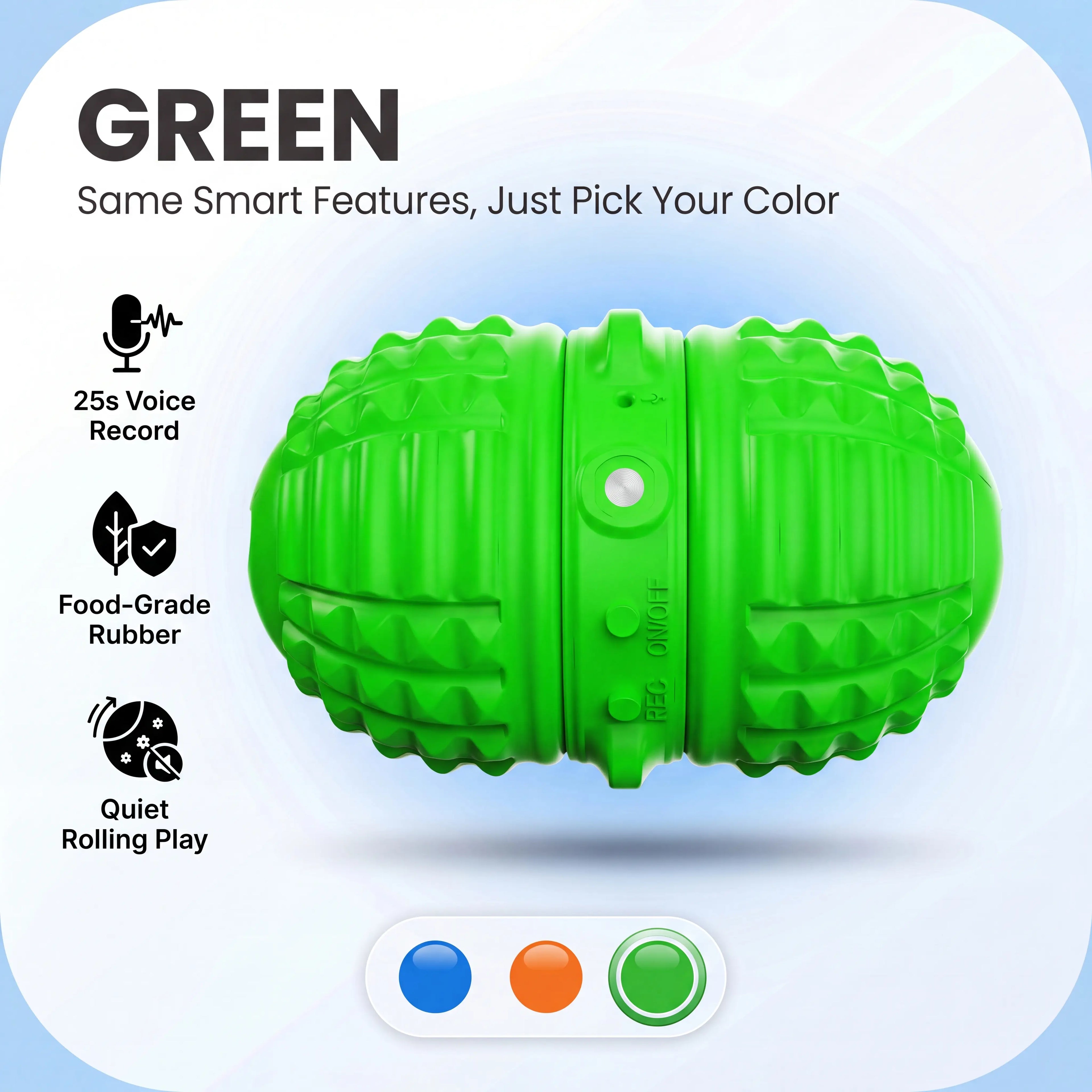 Smartwell Automatic Rolling Ball Dog Toy - Solid, Dual-Motor, Rope-Attached, 1500Mah Rechargeable Rolling Play Boredom Relief Toy for Small & Medium Dogs