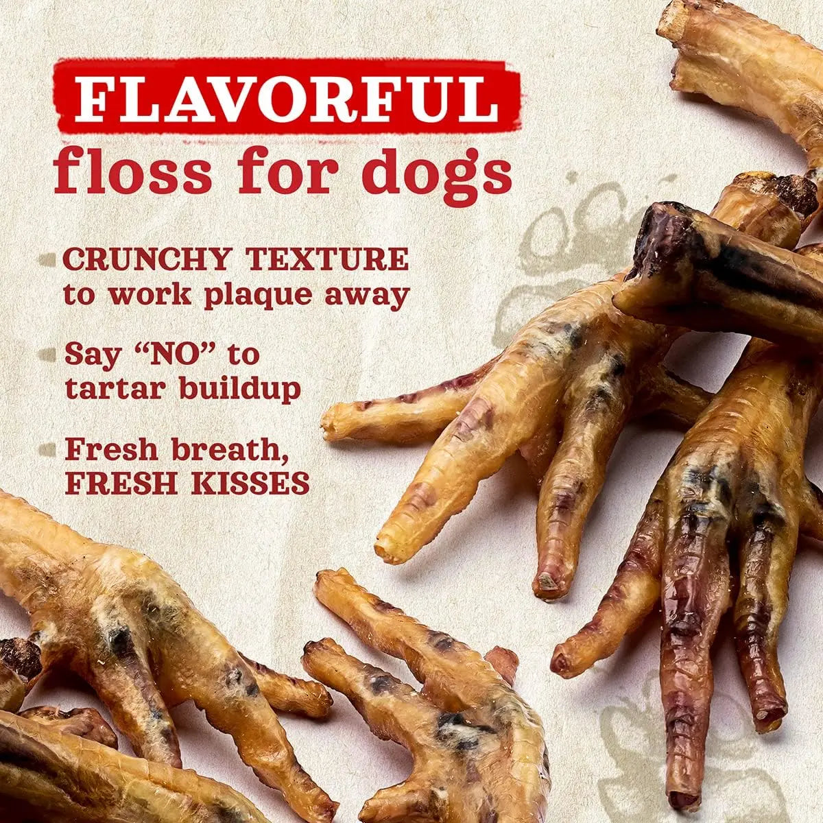 Natural Farm Chicken Feet for Dogs - 20 Count, 100% Free-Range, Crunchy, Glucosamine & Chondroitin, Senior Dog Treat, Low Odor, Fully Digestible