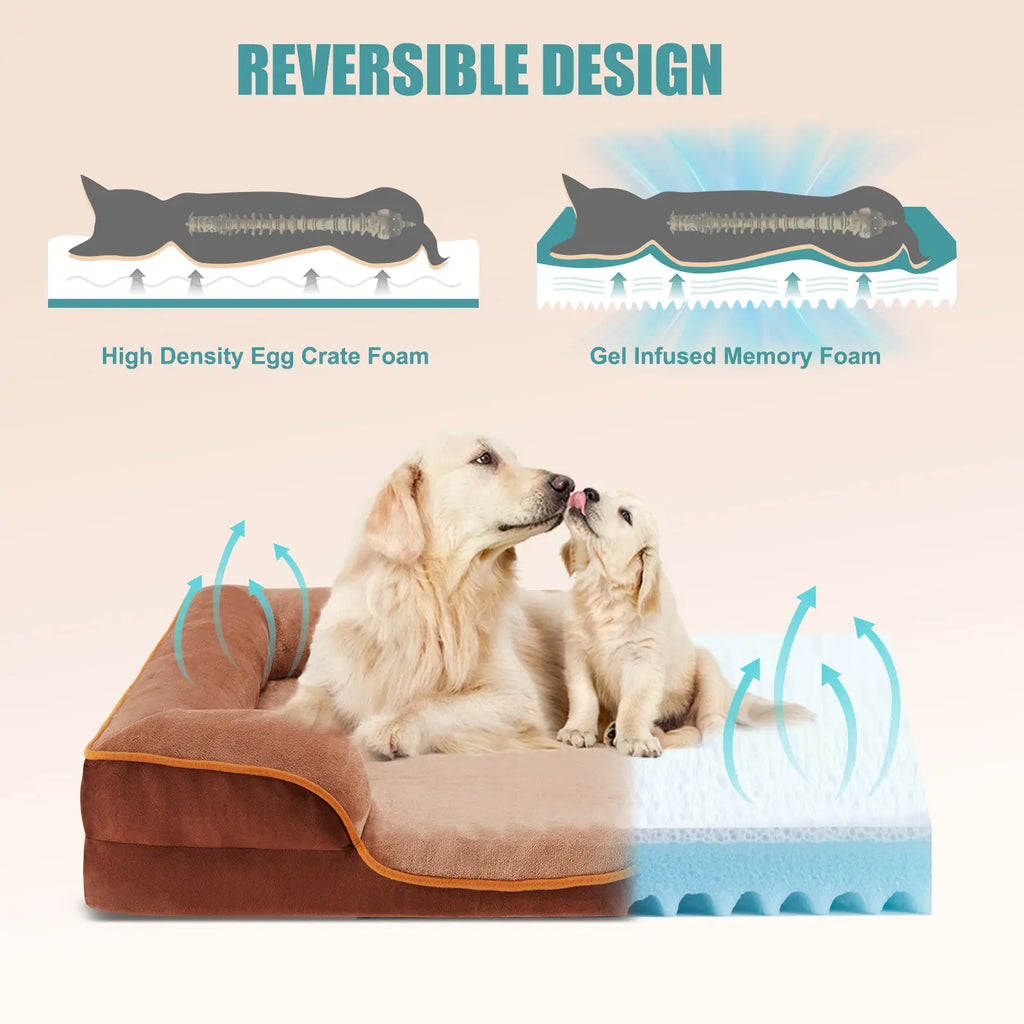 Orthopedic Memory Foam Dog Bed for Large Breeds - Cushioning, Firm Joint Relief Support, Washable Removable Cover, Non-Slip Base, Waterproof Pet Sofa Couch