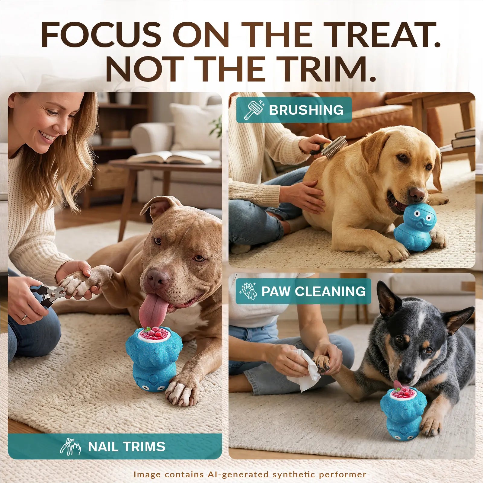 KADTC L, 3 in 1, Frozen Treat Dog Toy, Kibble Dispenser & Chew & Lick Toy