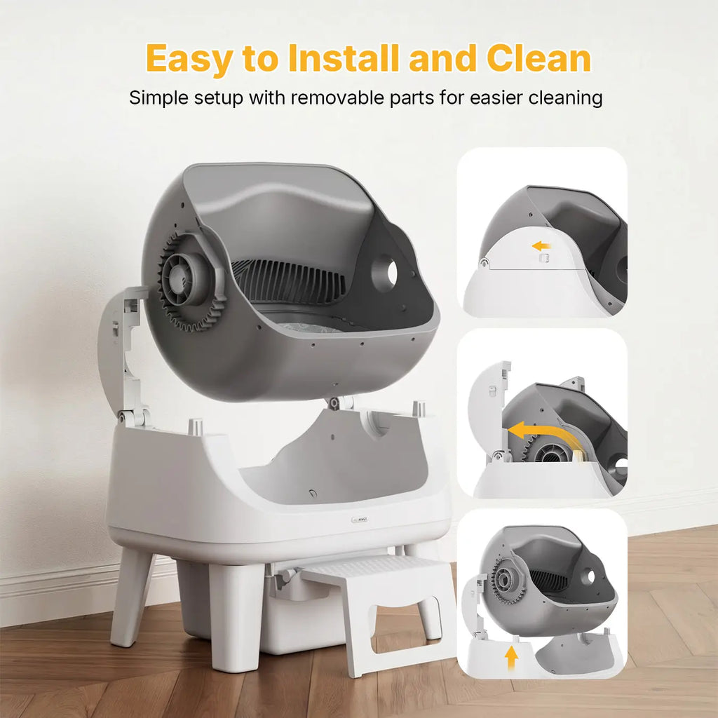 Petpivot Autoscooper 12 Lite Open-Top Automatic Self-Cleaning Cat Litter Box, Easy-Entry Front Step, Triple Safety Protection, No App Required