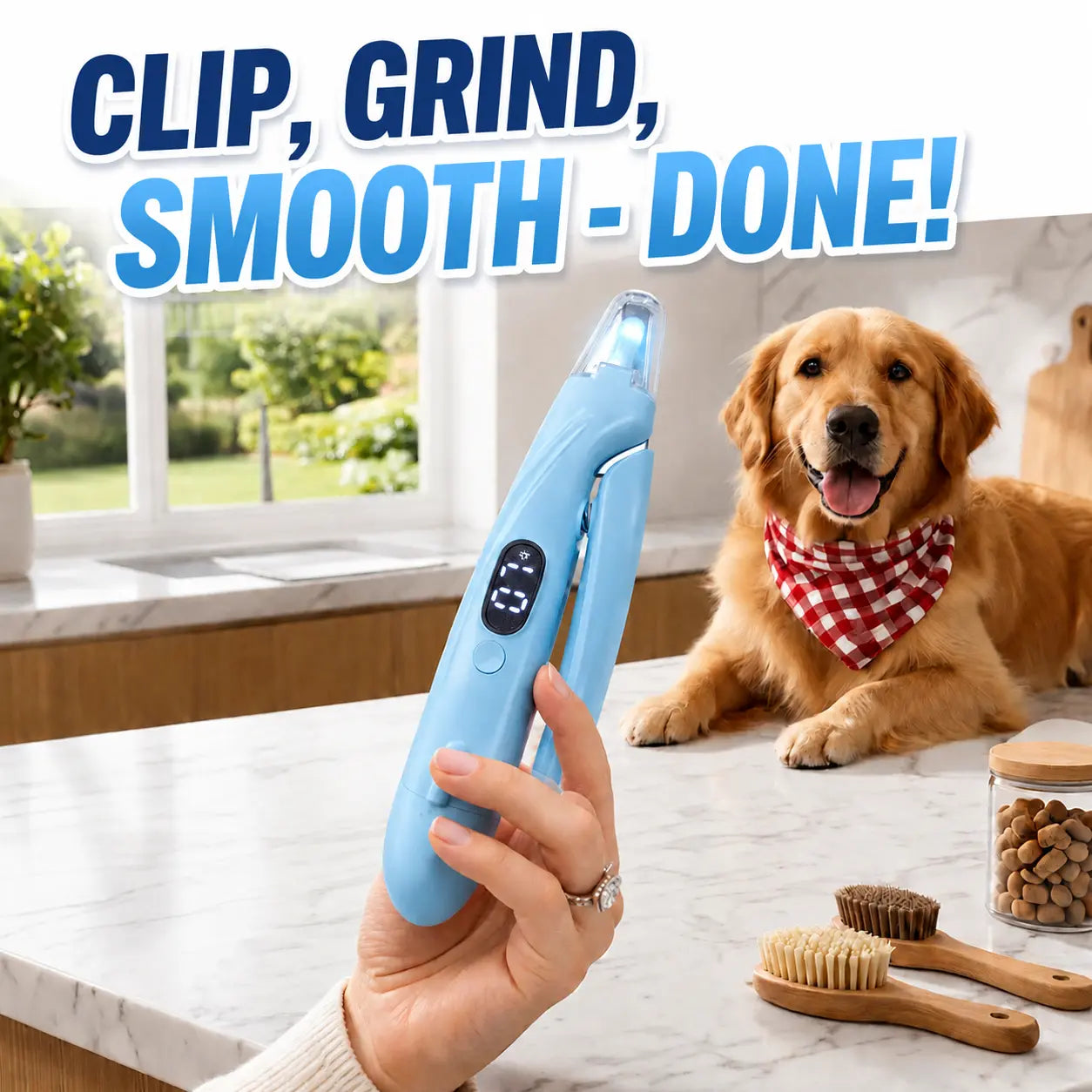 Oak & Paw Professional 2-In-1 Stainless Steel Pet Nail Clipper and Grinder, Ultra-Quiet 2-Speed Smart Trimmer with Dual-Led Shadow-Free View, Safe Cutting Universal Fit for Dogs & Cats