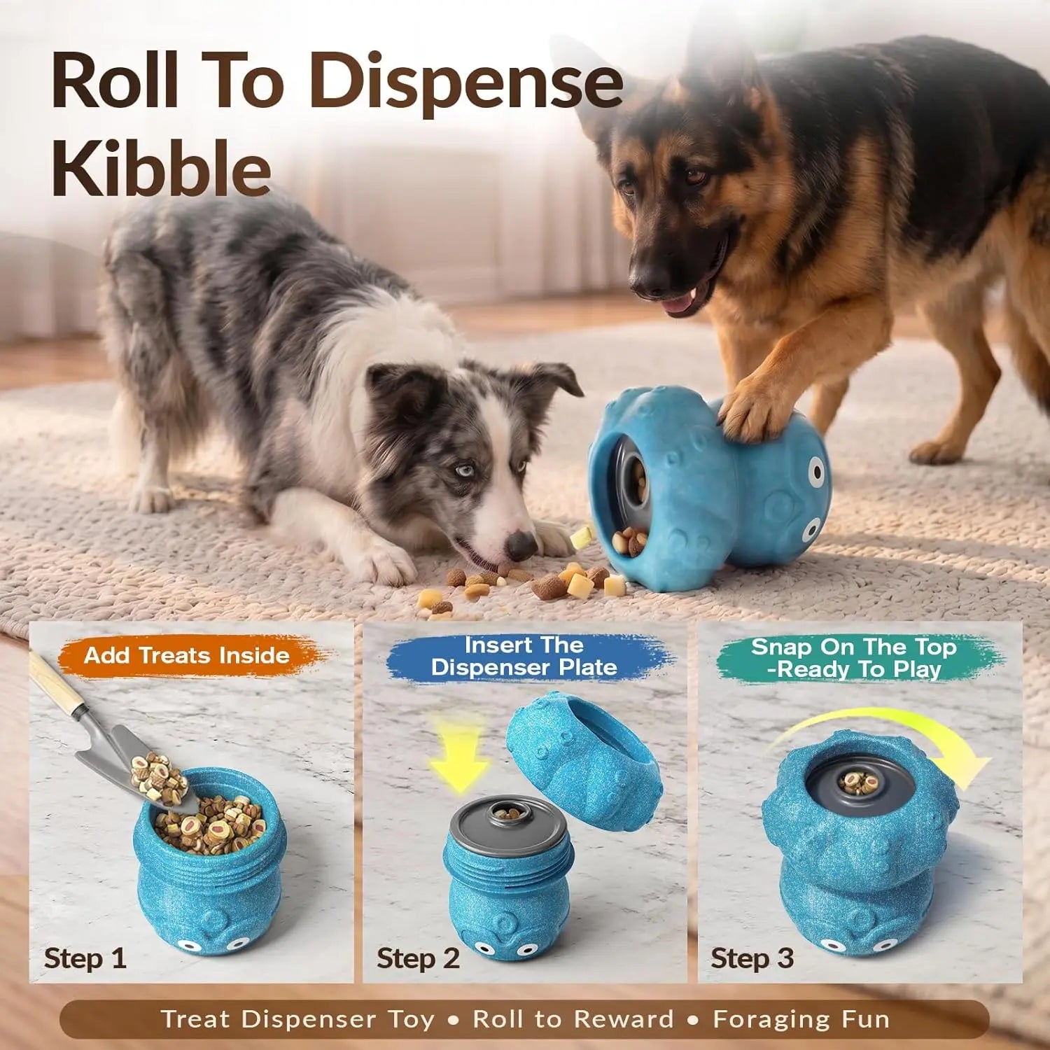 KADTC L, 3 in 1, Frozen Treat Dog Toy, Kibble Dispenser & Chew & Lick Toy